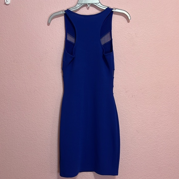 Soprano Blue Semi Sheer Bodycon Mini Dress. Size XS - Picture 6 of 8